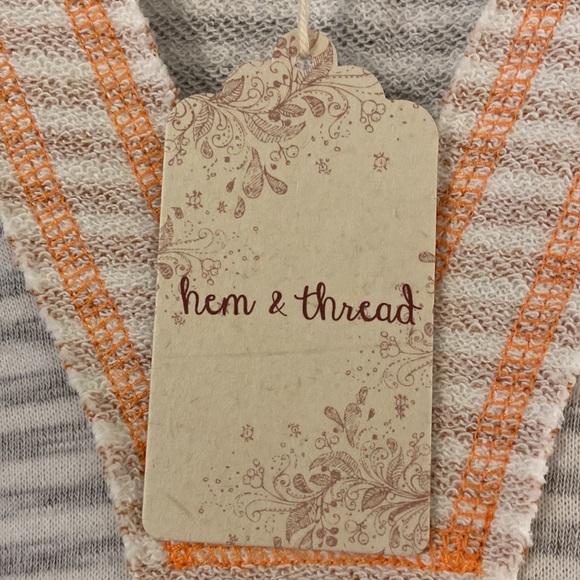 Hem & Thread Anthology Hoodie type too long sleeves silver  and orange see photo - Picture 2 of 12